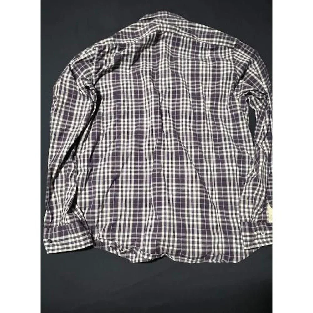 Banana Republic Long Sleeve Shirt Mens Sz Large Purple Plaid Button Up Front